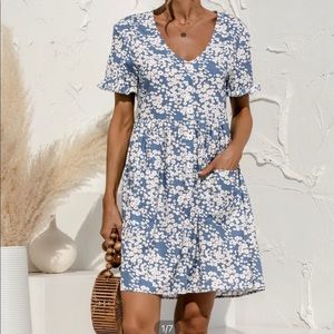 Oversize floral button front sundress